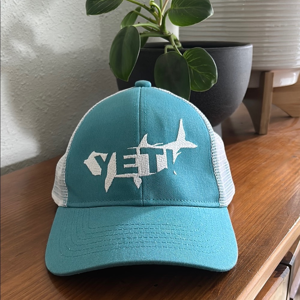 Turquoise Yeti Trucker Baseball Mesh Fish Hat - Picture 2 of 5